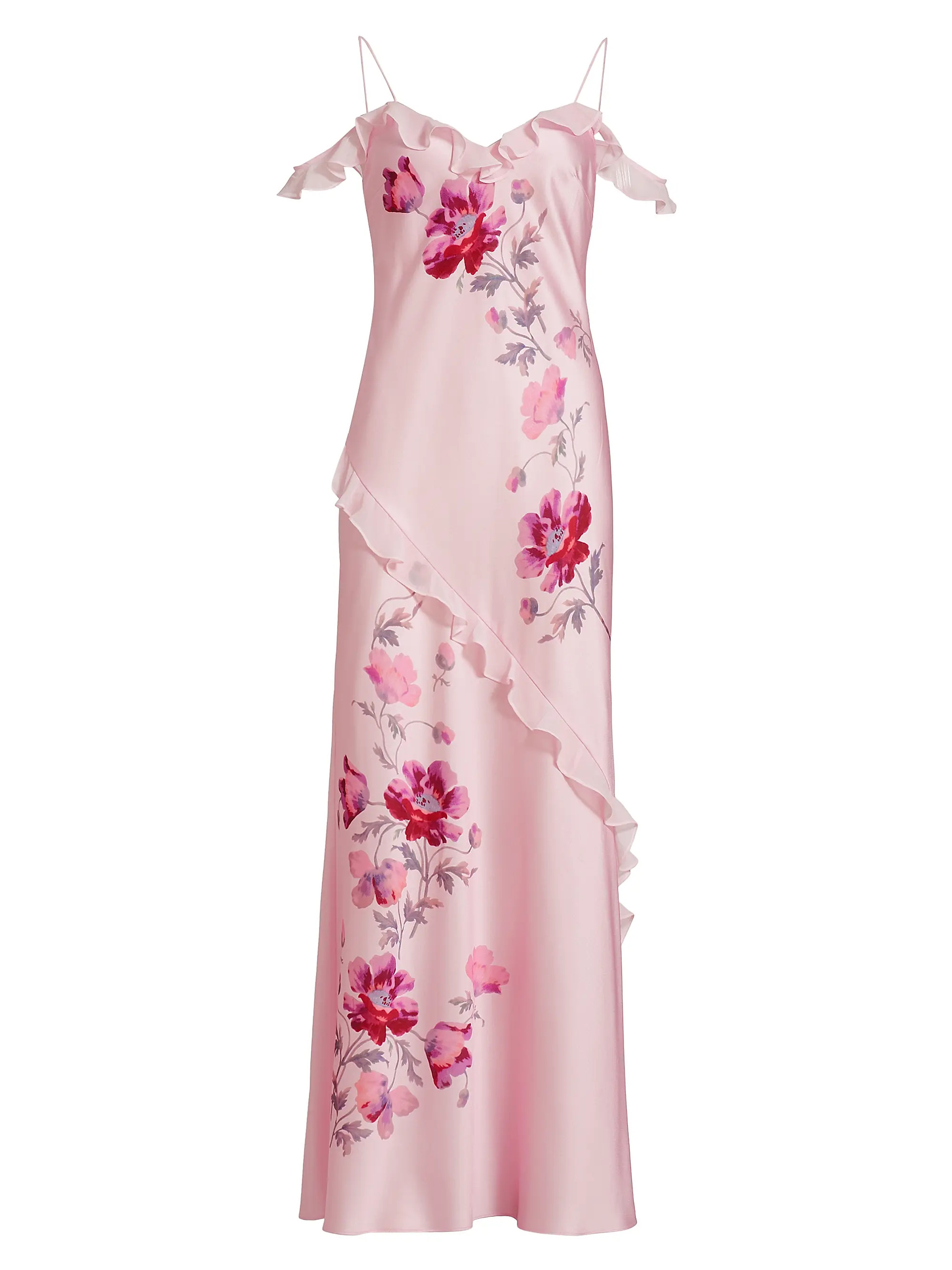 Parisa Carnation Print Draped Slip Gown | Saks Fifth Avenue
