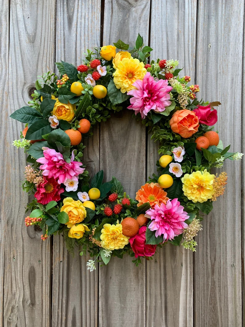 Citrus Spring Summer Wreath Modern Farmhouse Everyday Front | Etsy | Etsy (US)