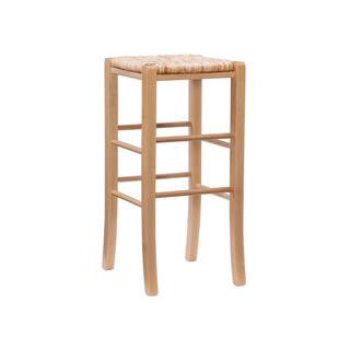 Marlene 29 in. Natural and Rush Seat Backless Bar Stool (Set of 2) | The Home Depot