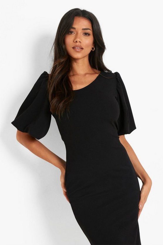 Puff Sleeve Midi Dress | Boohoo.com (US & CA)