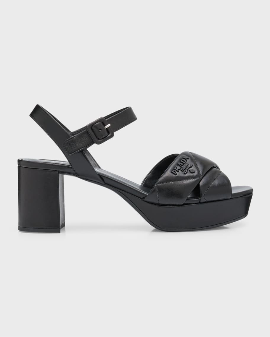 Quilted Leather Ankle-Strap Platform Sandals | Neiman Marcus