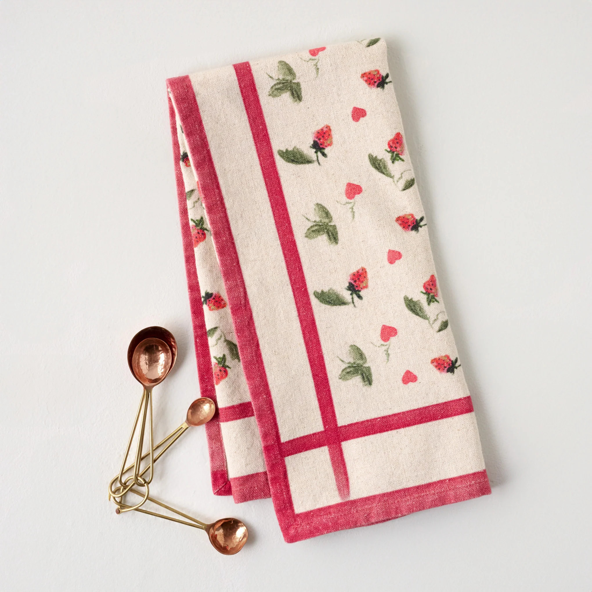 Magnolia Strawberries + Hearts Tea Towel | Magnolia