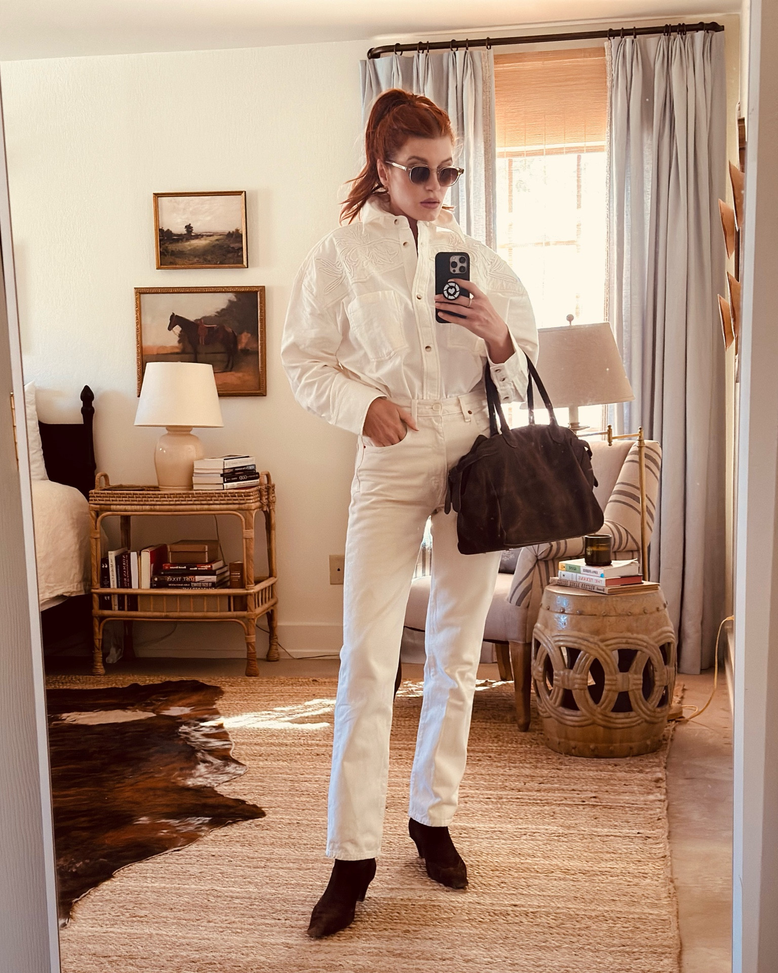 Mark this down as my current favorite outfit.
@BaxterBox consider this my date night look this week 😘🫶
This blouse was a TOTAL FIND! Pair it back with cream denim and 🫰🏻
Brown suede is trending- throw on Khaite Dallas boots and a chocolate suede bag for bonus points! 

#LTKU #LTKWorkwear #LTKStyleTip