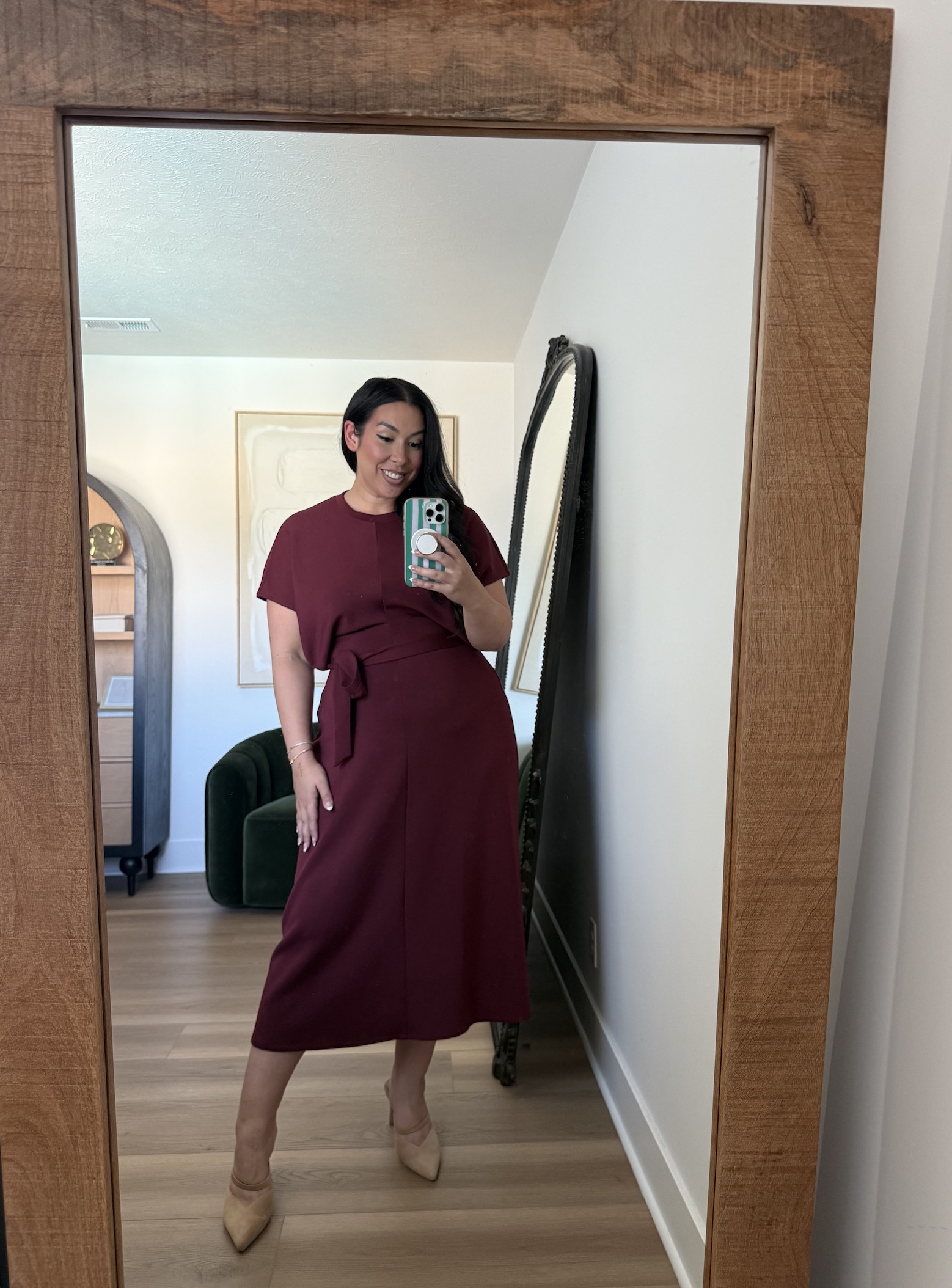 The color of this dress! And it's soft belly friendly!

Fall dresses, workwear, work dresses, mid size ootd, mid size outfits for fall, spanx 

 #LTKootd #LTKMidsize