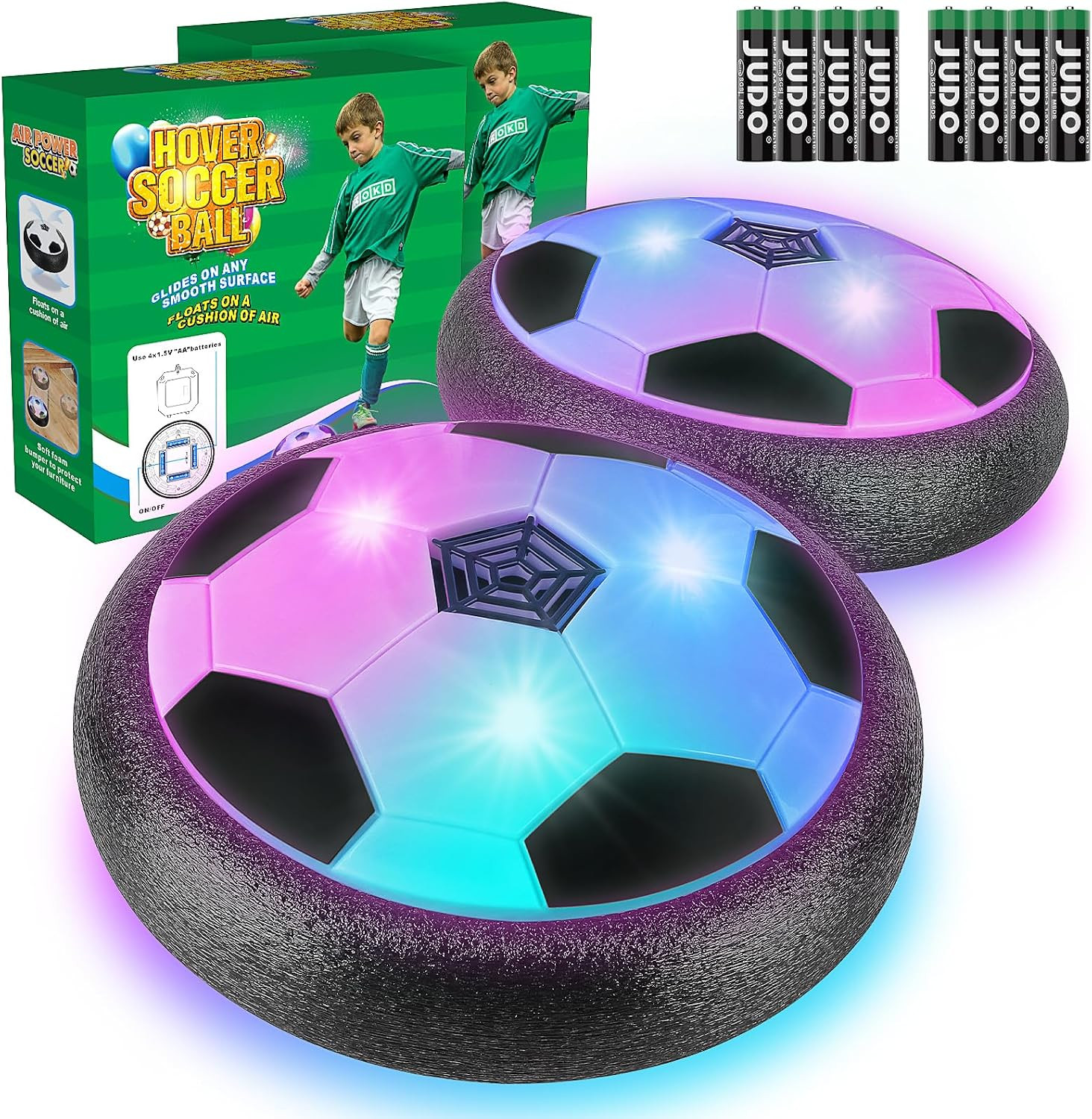 Ocditikl 2 Pack Hover Soccer Ball with 8 Pcs Batteries, Air Floating Soccer Toy with LED Lights & Foam Bumper, Indoor Games for Kids 4-8-12, Birthday Toys for 3 4 5 6 7 8 9 Year Old Boys Girls | Amazon (US)