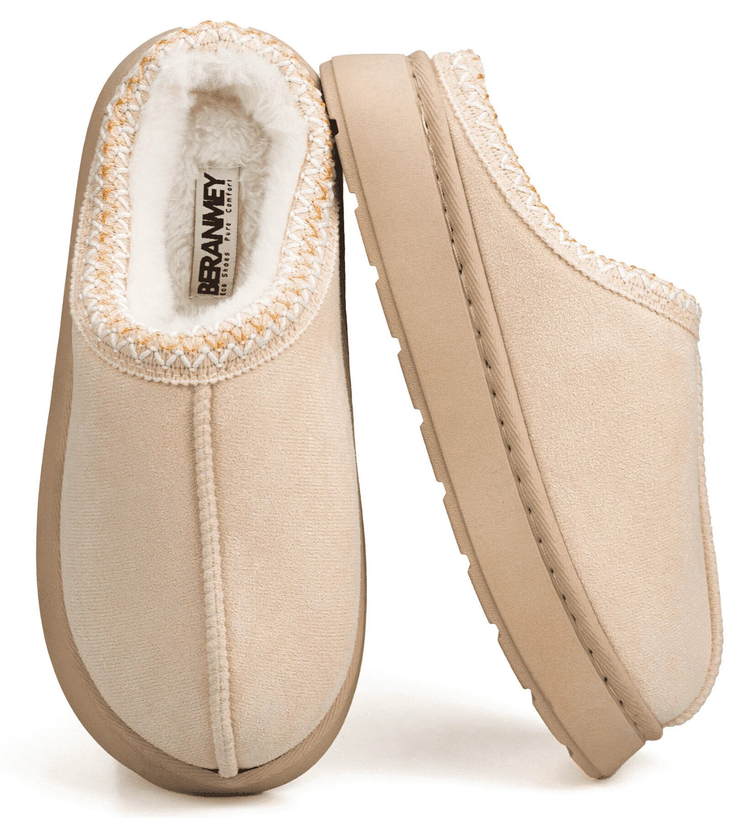 BERANMEY Cozy Platform Fuzzy Slippers for Women and Men Short Ankle Slippers with Anti-Slip Sole ... | Walmart (US)