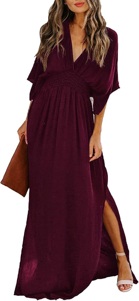 Meenew Women's Summer Maxi Dress Party Vacation High Slit Loose Long Beach Dress | Amazon (US)