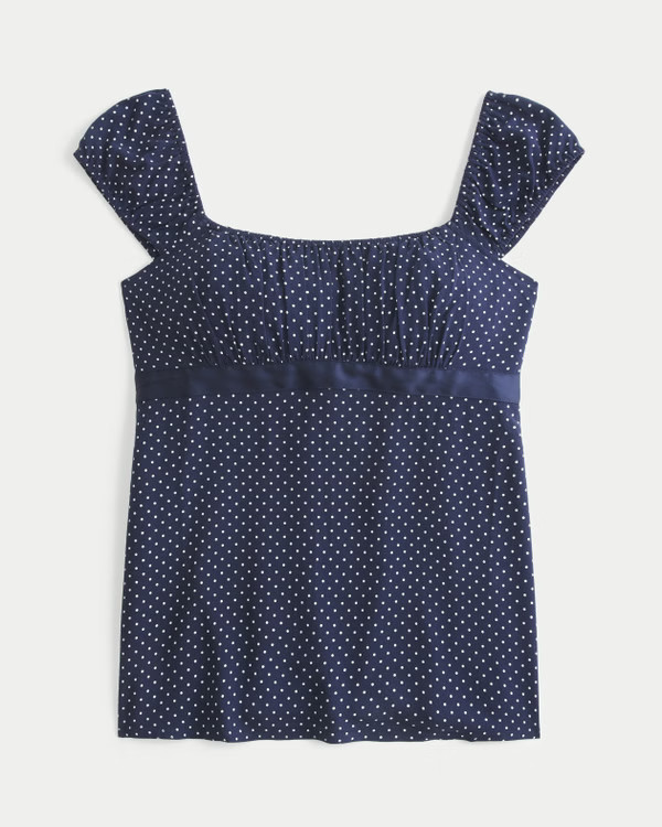 Easy Satin Tie Babydoll Top | Hollister (US)