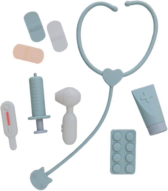 9Pcs 100% Silicone Realistic Toy Doctor Kit for Kids - Preschool Pretend Play Doctor Set for Kids... | Amazon (US)