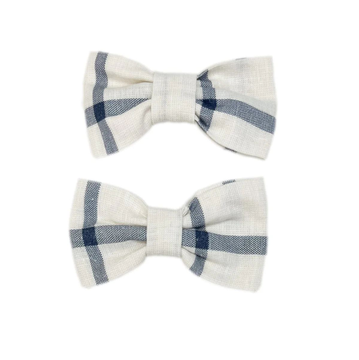 Checkered Linen Pigtail Bows | petite maison kids