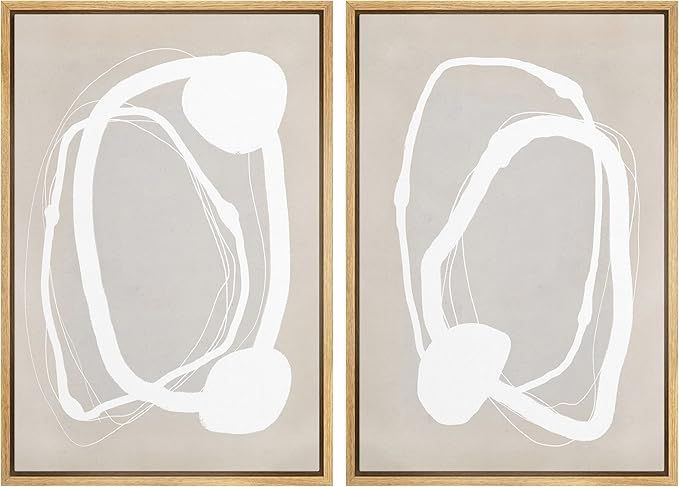 SIGNWIN Framed Canvas Print Wall Art Set Pastel Tan Circle Ring Collage Abstract Shapes Cozy Neut... | Amazon (US)