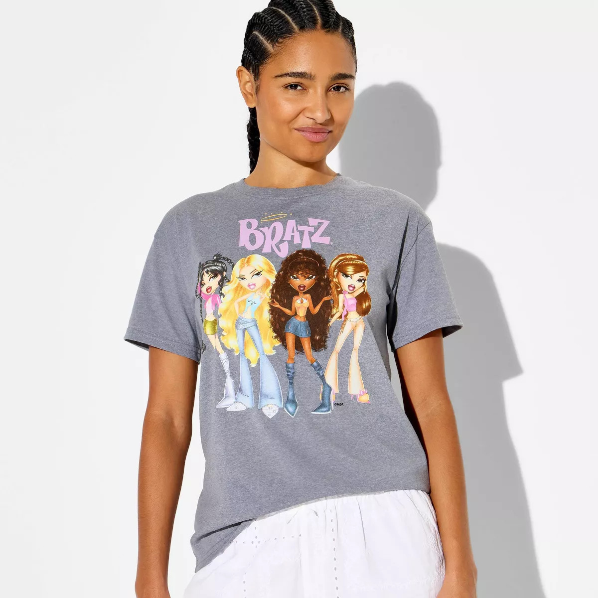 Women's Bratz Short Sleeve Graphic T-Shirt - Gray XXL | Target