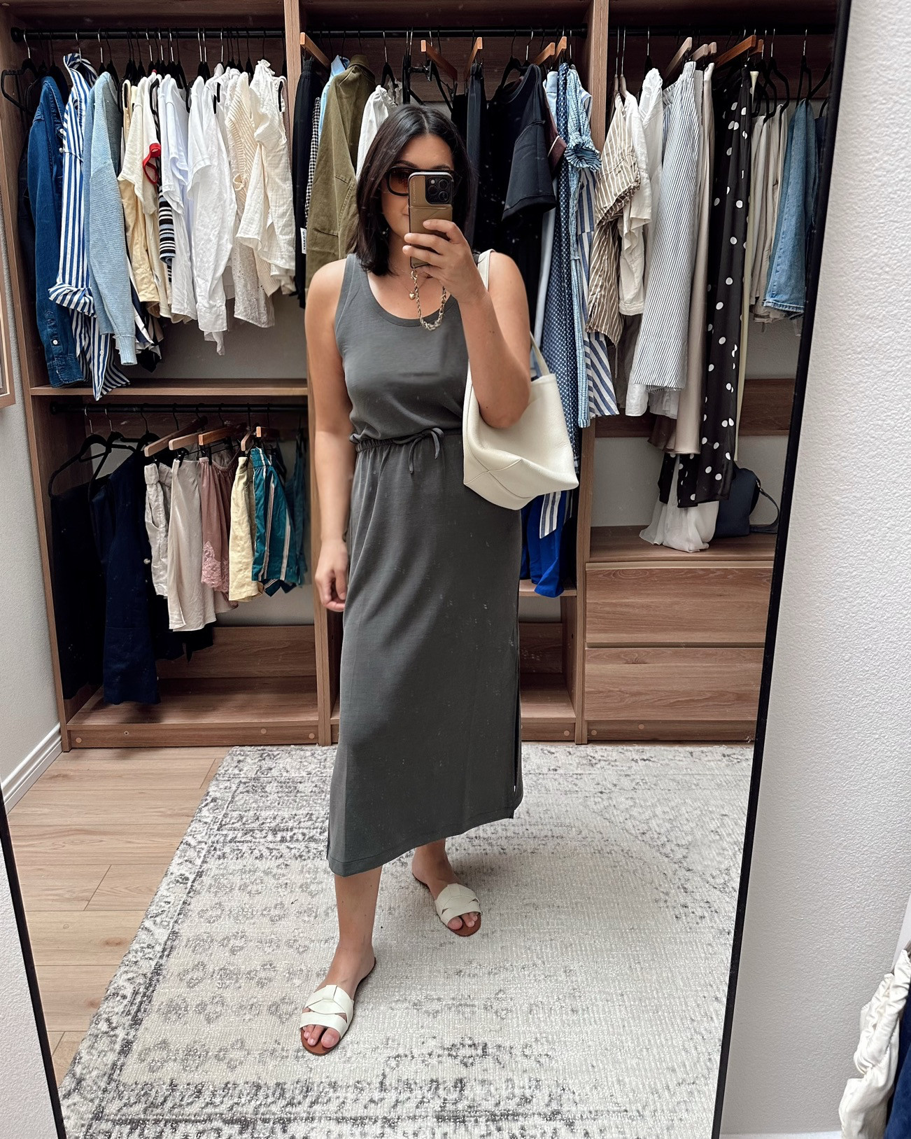 If you are looking for a one-piece option, this @spanx dress is a great option. It's slinky and smooth and does not cling, which is really nice for summer. I'm in the large and it's a loose, relaxed fit! 

 