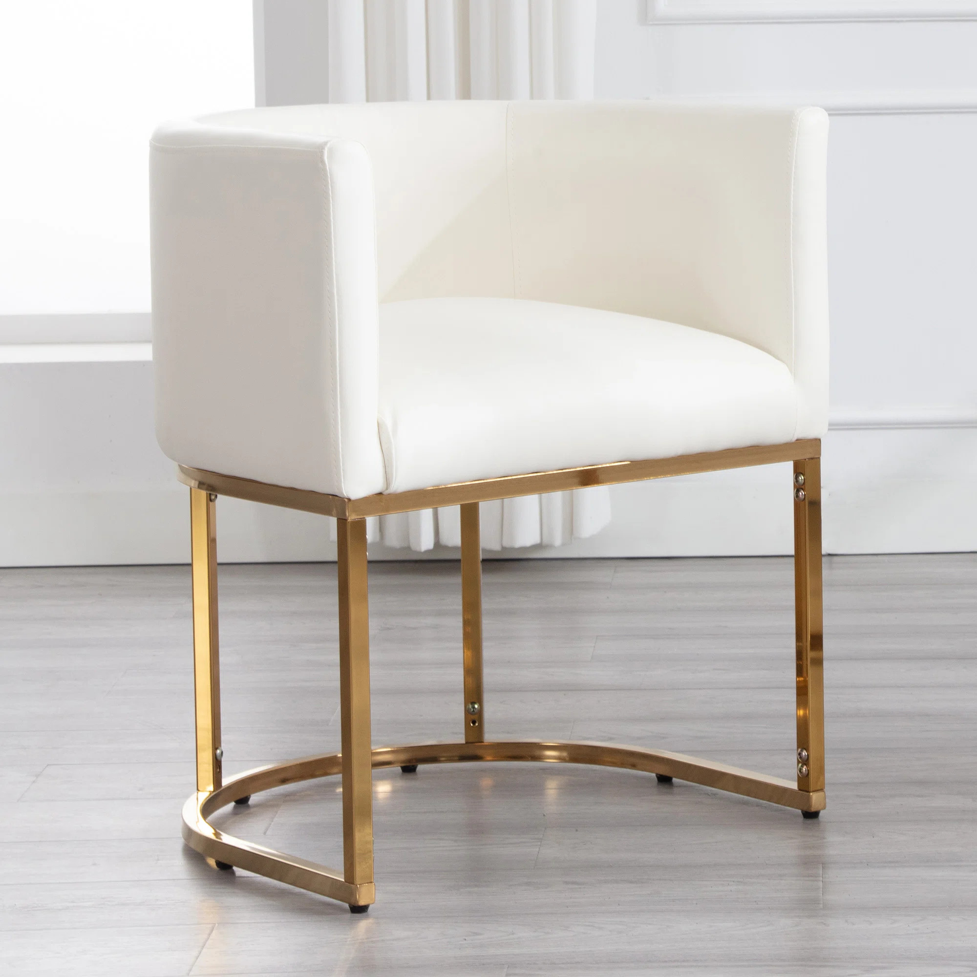 Upholstered Faux Leather Dining Chair Modern Arm Chair | Wayfair North America