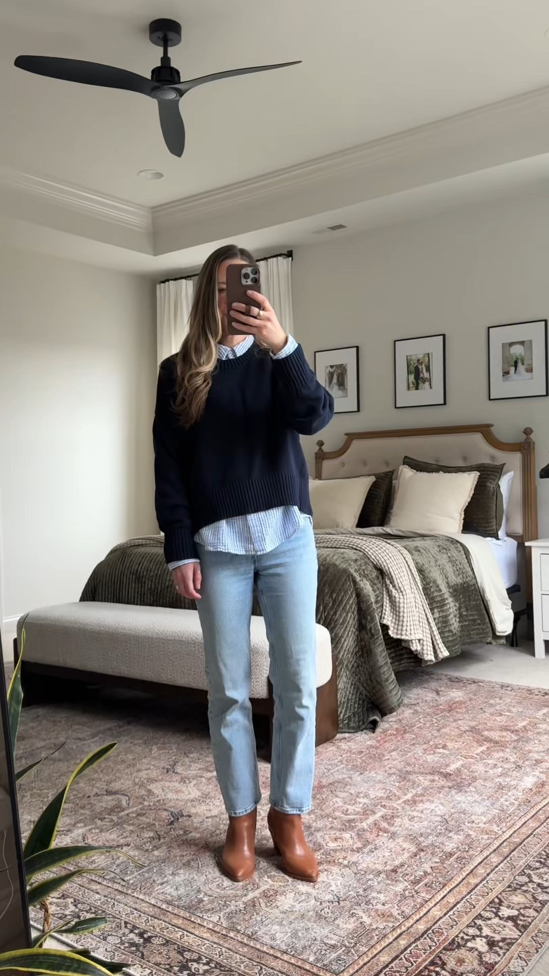 This combo never fails — a navy sweater layered over a striped button-down feels instantly put-together 🤍
Wearing Quince cropped sweater + gauze stripe shirt (use code INFG-25SIMPLYCHICMAMA10 for 10% off) with Abercrombie high-rise ankle straight jeans (25R).
Easy, elevated, and perfect for winter to spring transitions.

#LTKClassicStyle #CapsuleWardrobe #QuinceCashmere #AbercrombieJeans #MinimalStyle

#LTKootd #LTKmomlife

#LTKgrwm #LTKootd #LTKmomlife