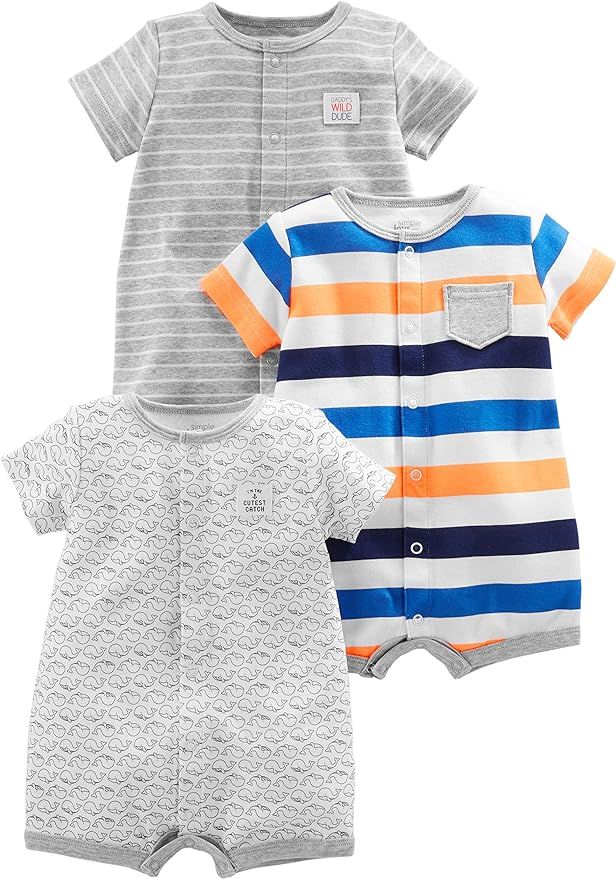 Simple Joys by Carter's Baby Boys' Snap-Up Rompers, Pack of 3 | Amazon (US)