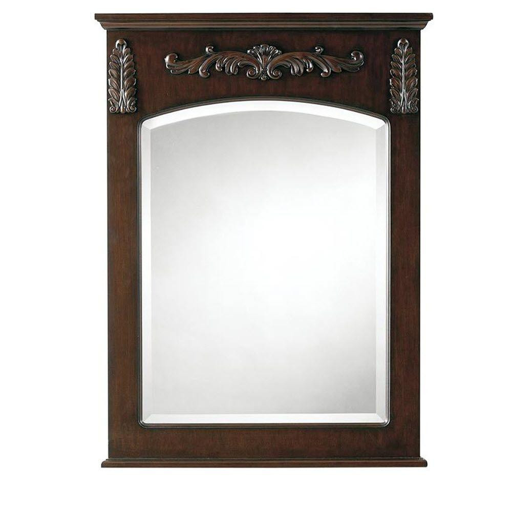 Home Decorators Collection 22 in. W x 32 in. H Framed Rectangular Bathroom Vanity Mirror in Antiq... | The Home Depot