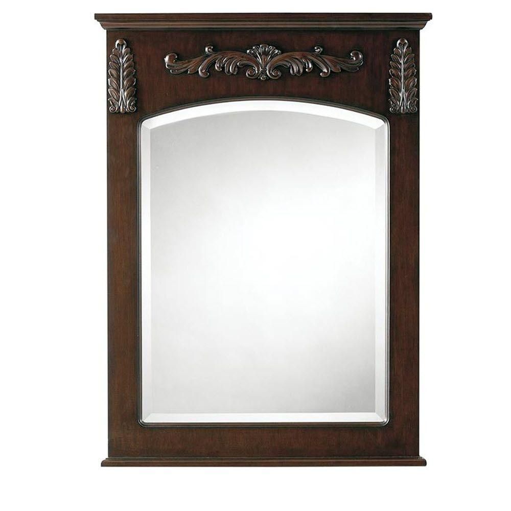 Home Decorators Collection 22 in. W x 32 in. H Framed Rectangular Bathroom Vanity Mirror in Antiq... | The Home Depot