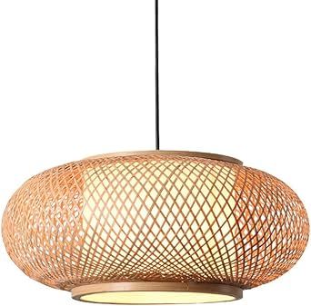 LITFAD Antique Lantern Pendant Lighting Rattan Single Light Weaving Natural Wooden Ceiling Hangin... | Amazon (US)