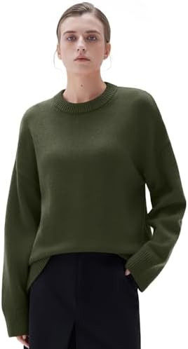 SUUKSESS Women Cashmere Oversized Long Sleeve Pullover Sweater Crew Neck Jumpers | Amazon (US)