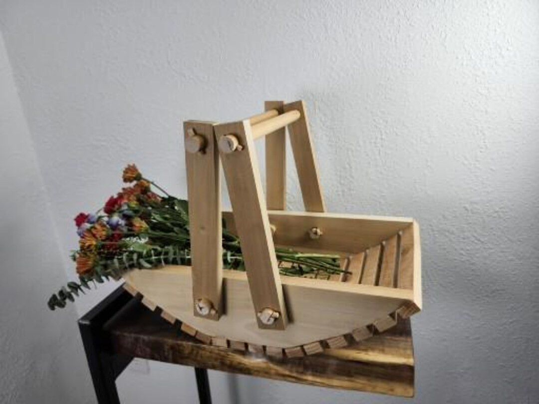 Flower Power Trug: Bohemian Handcrafted Poplar & Cedar Basket - Etsy | Etsy (US)