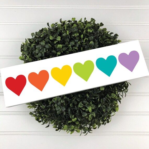 Heart Wood Sign, Rainbow Sign, Rainbow Heart Sign, Colorful Hearts, Colorful Wood Sign, Craft Roo... | Etsy (US)