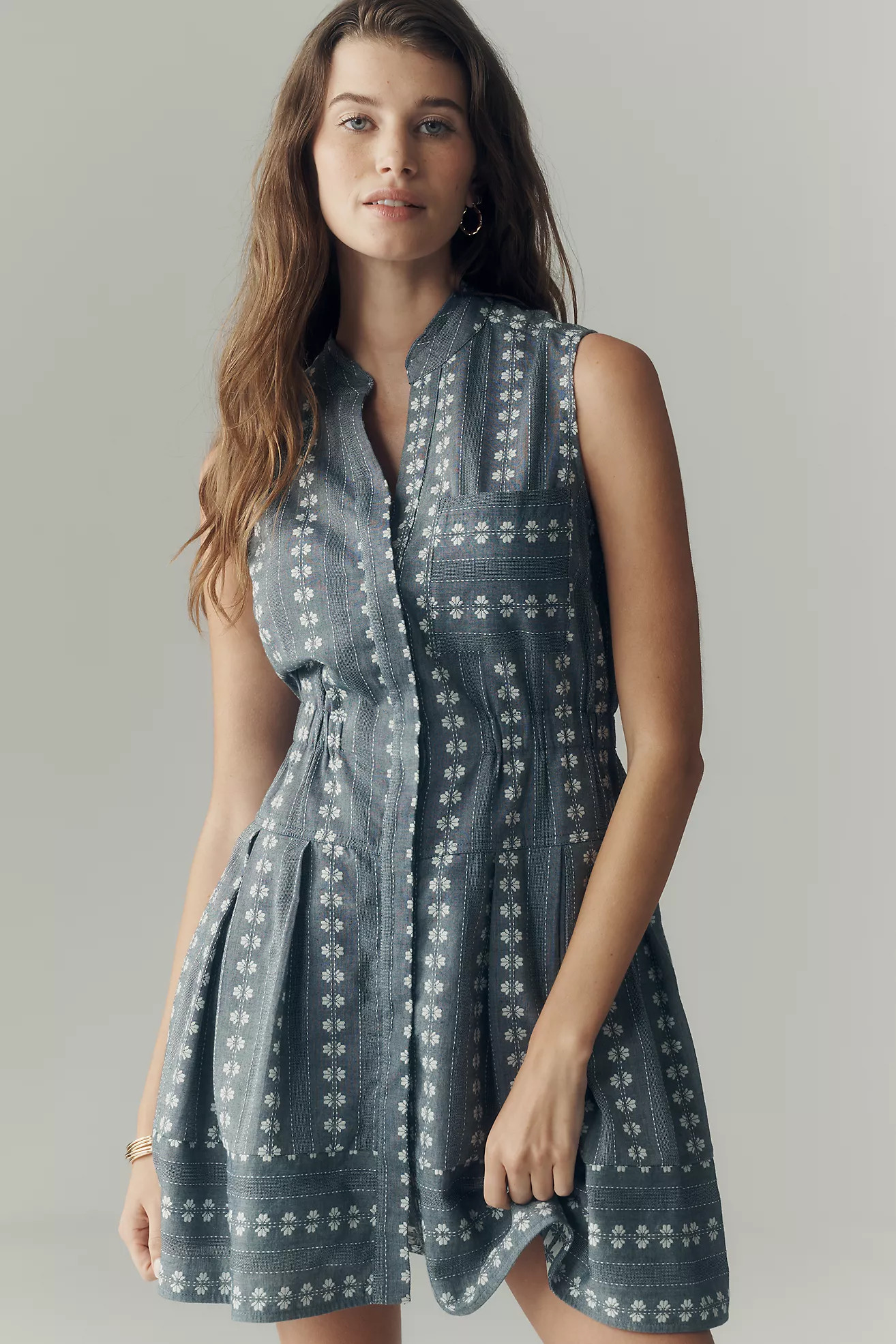 Maeve Sleeveless V-Neck Shirtdress | Anthropologie (US)
