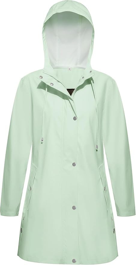 Rain Jacket Womens Waterproof with Hood, Long Rain Coat Windproof Windbreaker Outdoor Rain Trench... | Amazon (US)