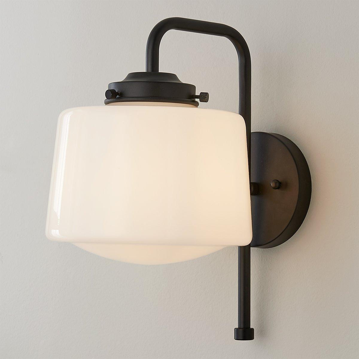 Opal schoolhouse style milk glass wall sconce