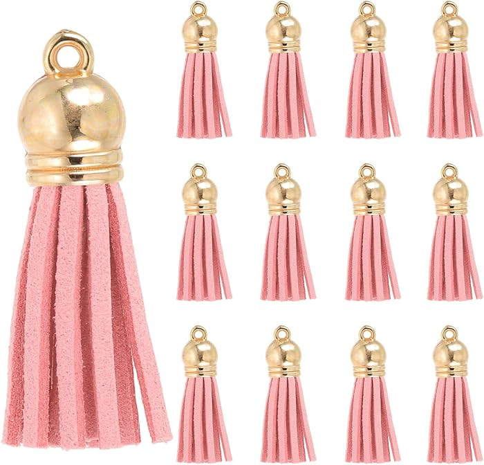 PATIKIL 1.5 Inch Leather Tassels, 30 Pcs Faux Leather Suede Tassel Keychain Charm Bulk with Gold ... | Amazon (US)