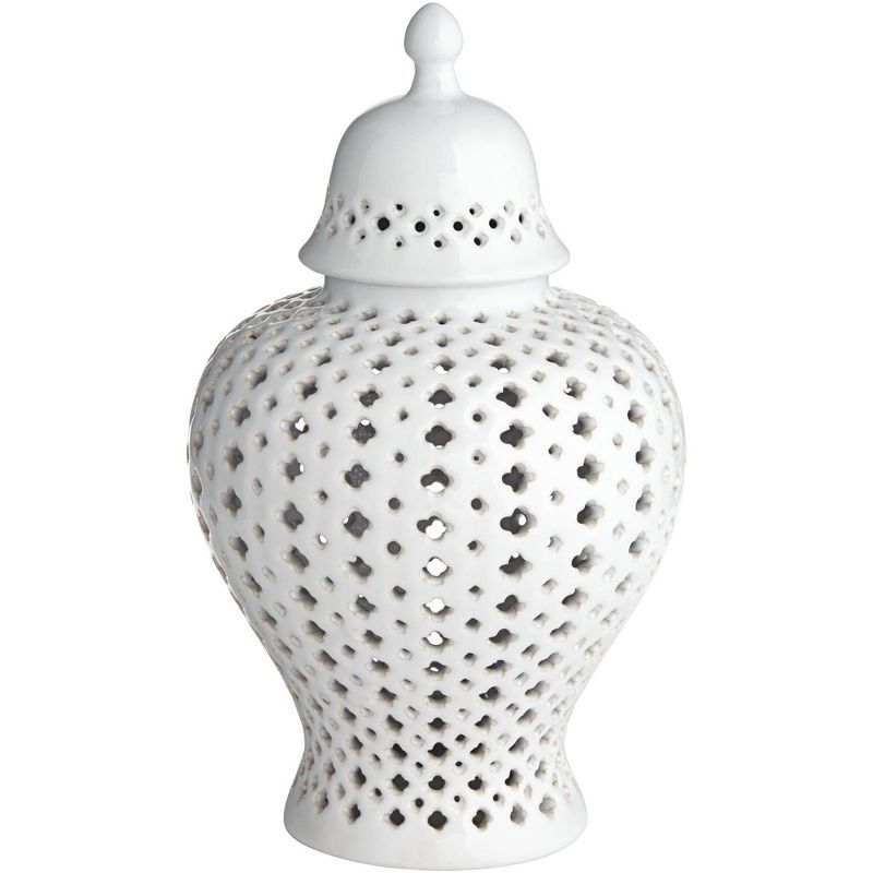 Dahlia Studios Auten 10 1/2" High Glossy White Stoneware Urn Jar with Lid | Target