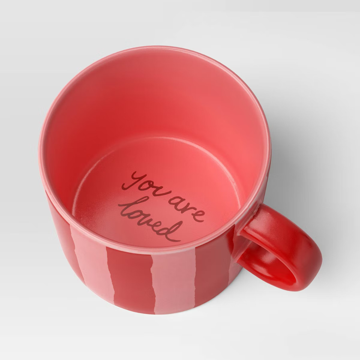 16 fl oz Stoneware You are Loved Mug Pink/Red Striped - Threshold™ | Target