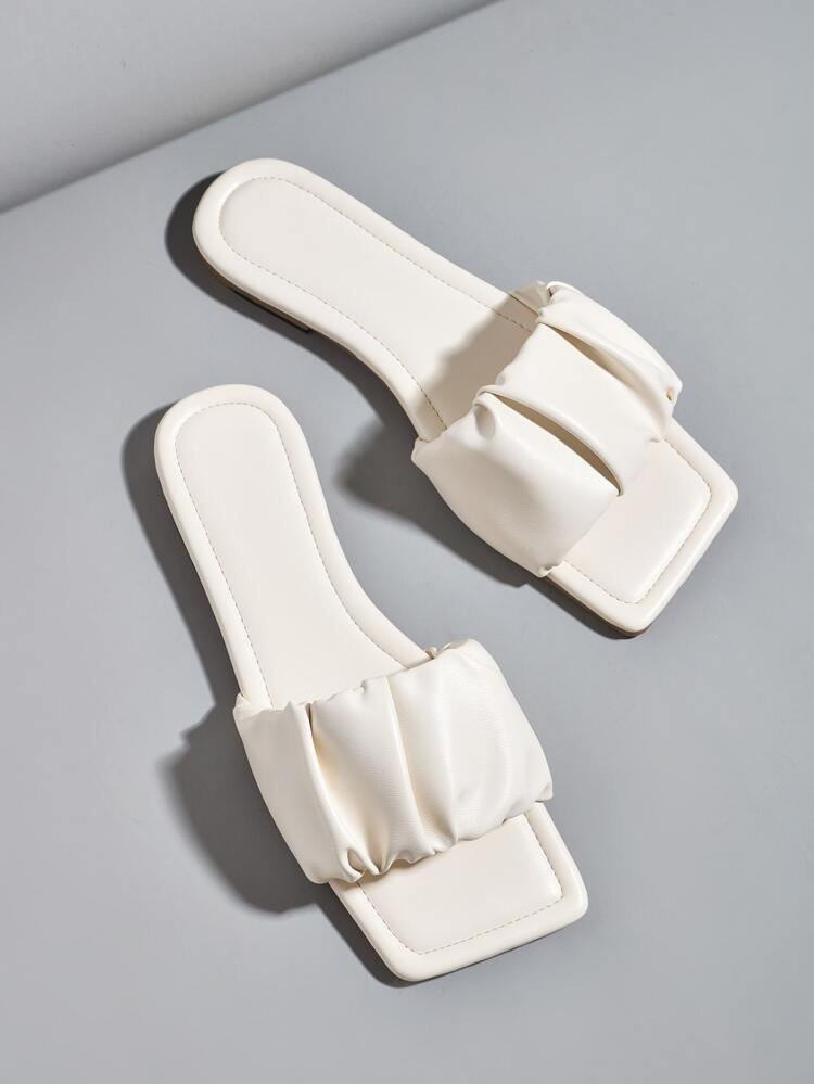 Open Toe Ruched Slide Sandals | SHEIN