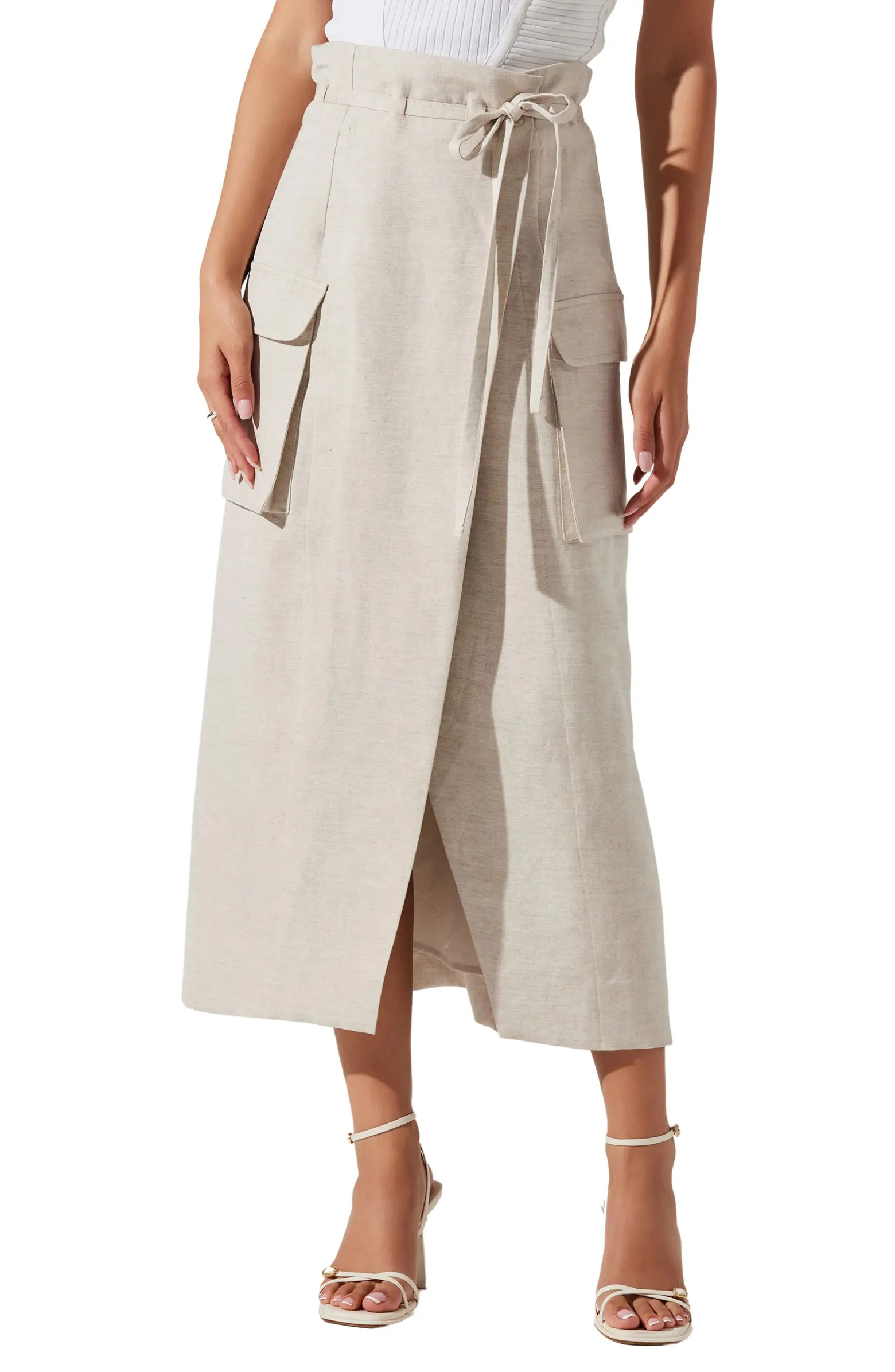 Nara Linen Blend Cargo Wrap Skirt | Nordstrom