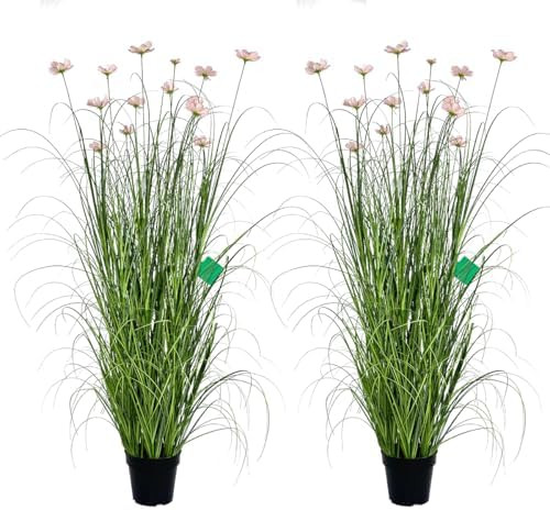 59 Inch Artificial Tall Grass with Pink Cosmos Flowers, Fake Floor Plants, Faux Grass Plants, Ind... | Amazon (US)