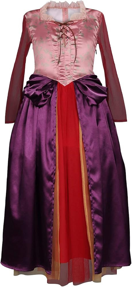 Auoctey Kids Girls Mary Sanderson Costume Cosplay Sarah Winifred Sanderson Halloween Witch Outfit... | Amazon (US)
