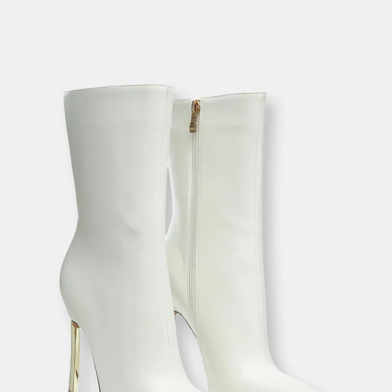 London Rag KLAYTON Over the Ankle Stiletto Boot - White - US-6 / UK-4 / EU-37 | Verishop