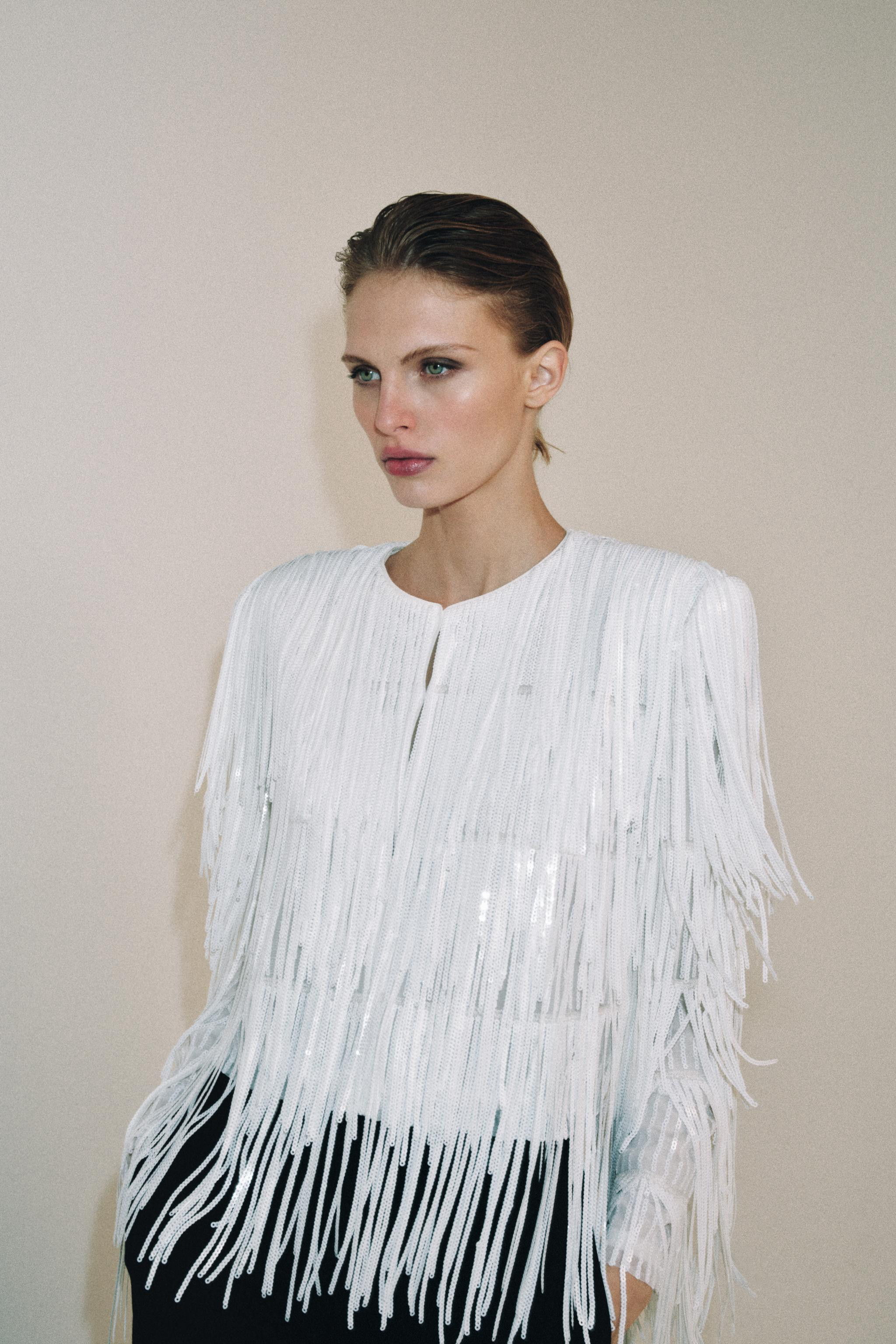 ZW COLLECTION SEQUIN FRINGE JACKET | Zara US