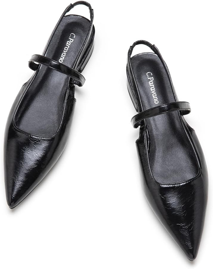C.Paravano Women's Slingback Flats | Pointed Toe Pumps | Kitten Heels for Women | Slingback Dress... | Amazon (US)