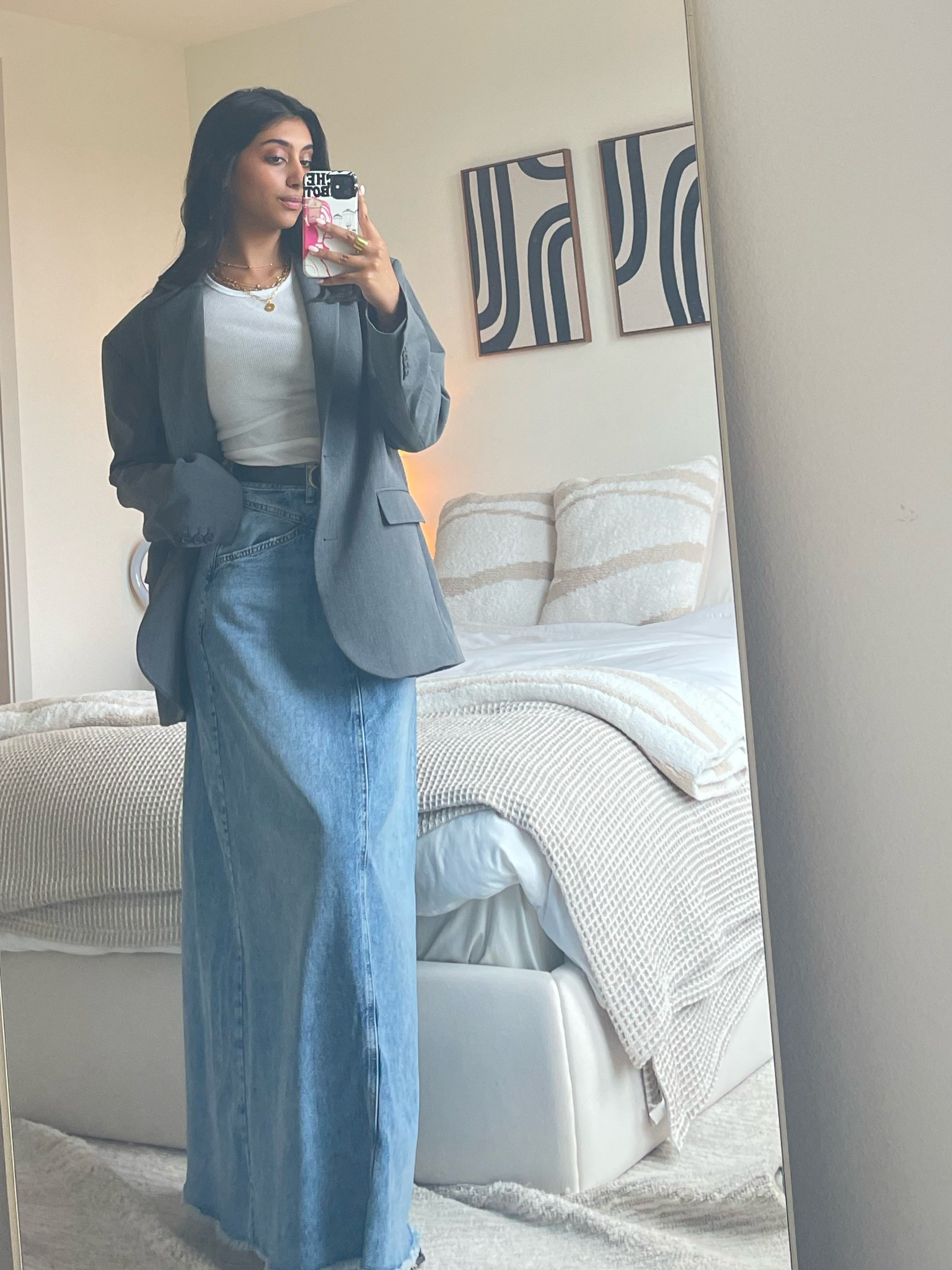 Todays work outfit featuring my favorite maxi denim skirt and blazer 🤍
#workwear 

#LTKFind #LTKworkwear #LTKstyletip