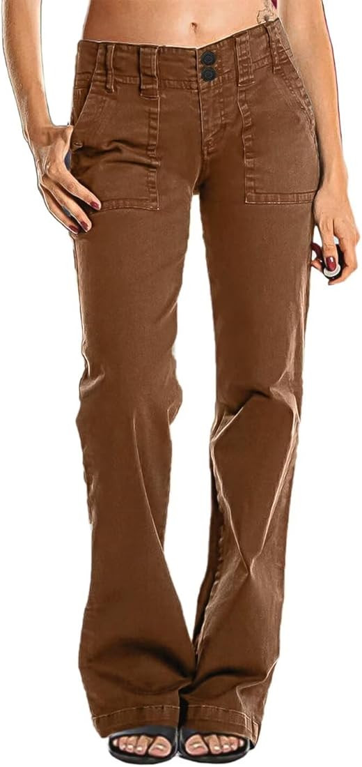 Flamingals Women's Wide Leg Jeans Mid Waist Flare Jeans for Women Straight Leg Dress Pants | Amazon (US)