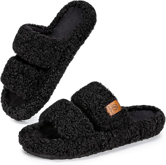 EverFoams Women's Fuzzy Slippers Open Toe House Shoes | Amazon (US)