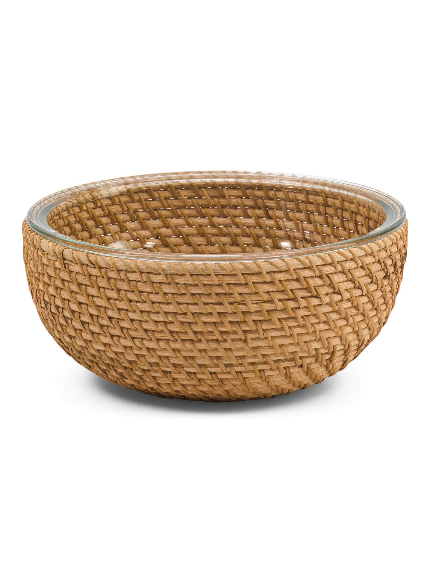 Large Rattan Bowl With Glass Server | Marshalls