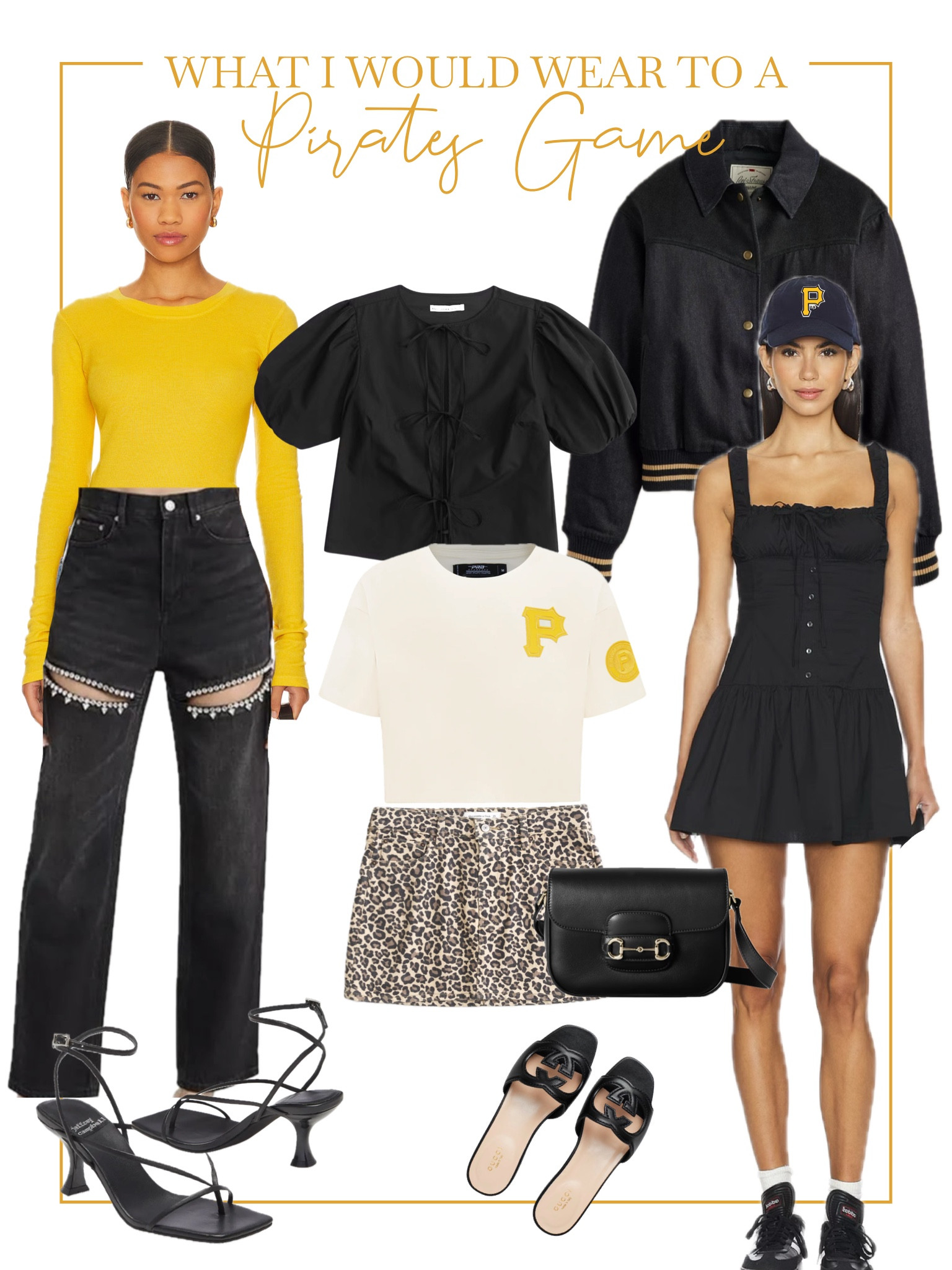 Black and yellow - say HELLO 🤩 

Everything I would wear to a pirates game is linked- minus the white cropped tee, which is pro standard. 

Pittsburgh pirates, baseball game outfit, gameday outfit, black and yellow outfit, mlb outfit, baseball fit ideas, revolve outfit 

#LTKSaleAlert #LTKStyleTip #LTKFindsUnder50
