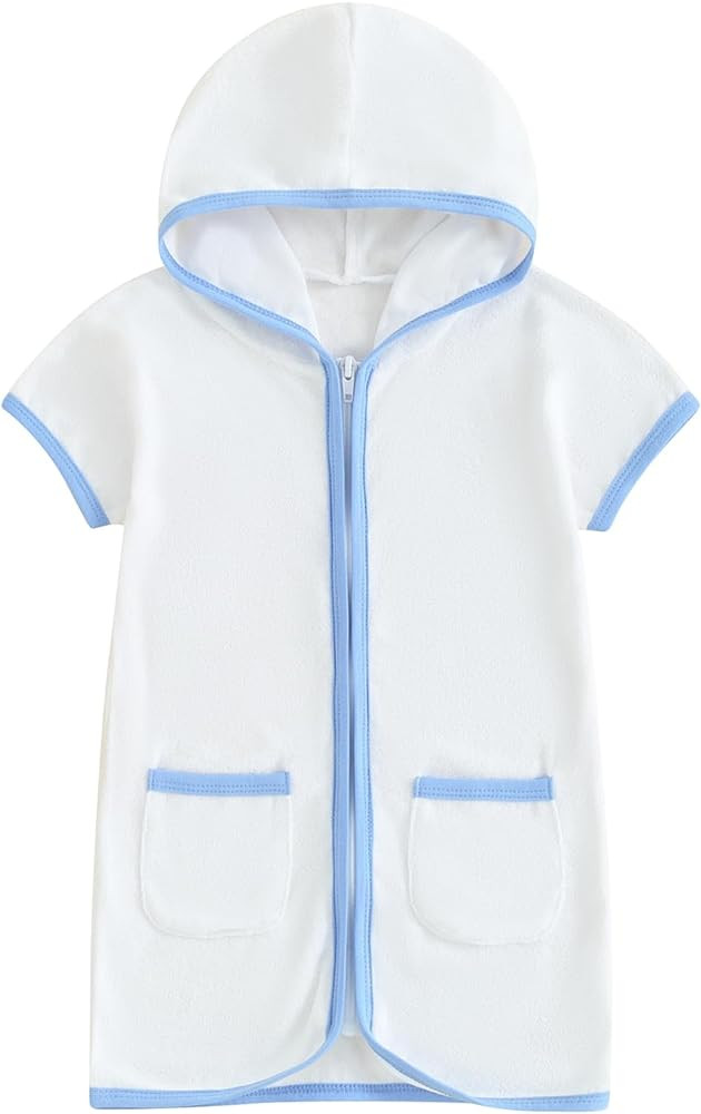 Girls Boys Terry Cloth Swim Cover Up Zip Up Hooded Bathing Suit Coverup Wraps Kids Pool Beach Rob... | Amazon (US)