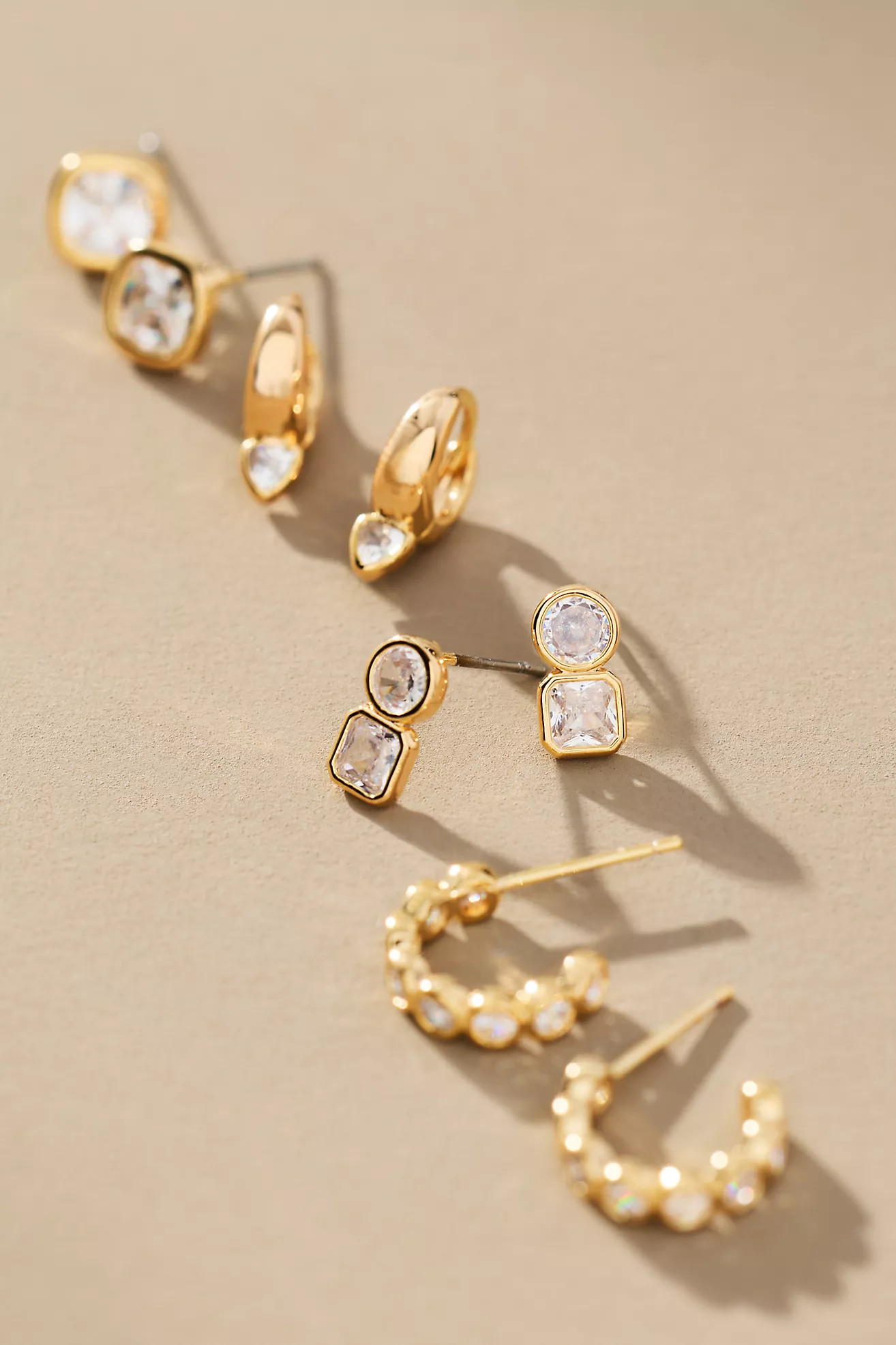 Round Crystal Earrings, Set of 4 | Anthropologie (US)