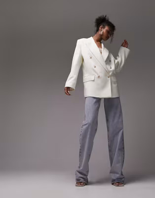 Topshop 90's skirt and blazer co-ord in cream - CREAM | ASOS (Global)