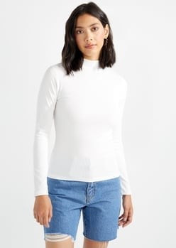 Ivory Long Sleeve Mock Neck Top | rue21