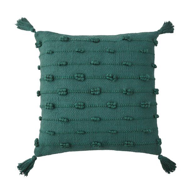 Better Homes & Gardens 19" x 19" Bobble Stripe Outdoor Toss Pillow, Teal | Walmart (US)