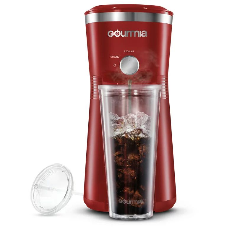 Gourmia Iced Coffee Maker with 25 fl oz. Reusable Tumbler, Red | Walmart (US)